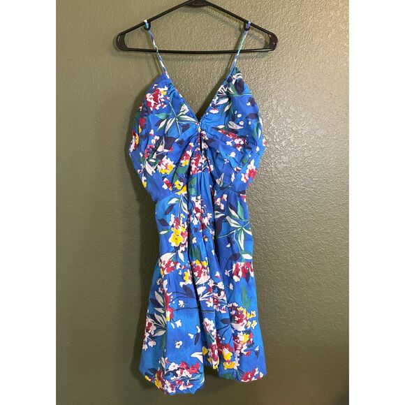 Anthropologie Emily Halterneck Mini Dress Tropical Keyhole Large - Picture 7 of 11